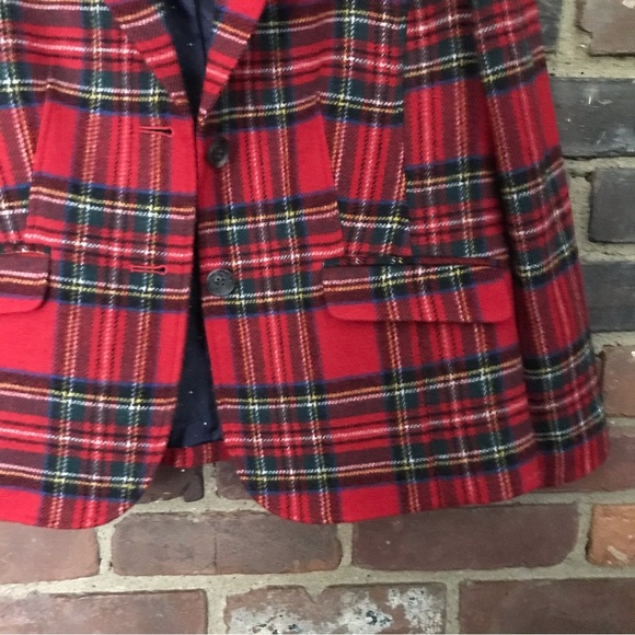 TALBOTS wool blend plaid blazer size 8P 8 petite -38 chest -23.5” long - Picture 4 of 9